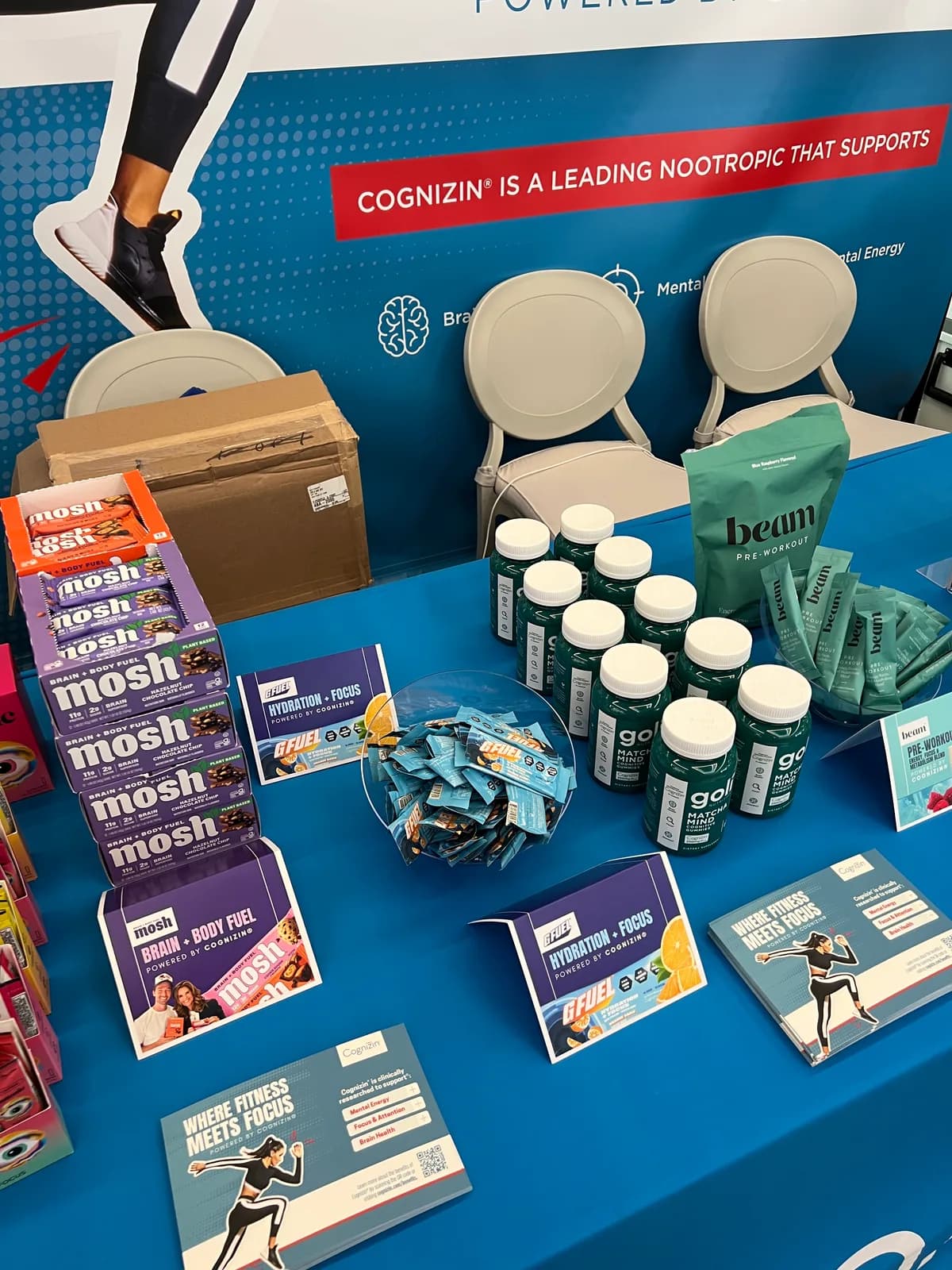 Cognizin sampling table featuring partner brands at the Strong New York event