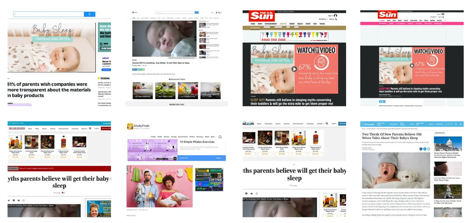 Media coverage highlights from the Baby Sleep Training and Myths campaign