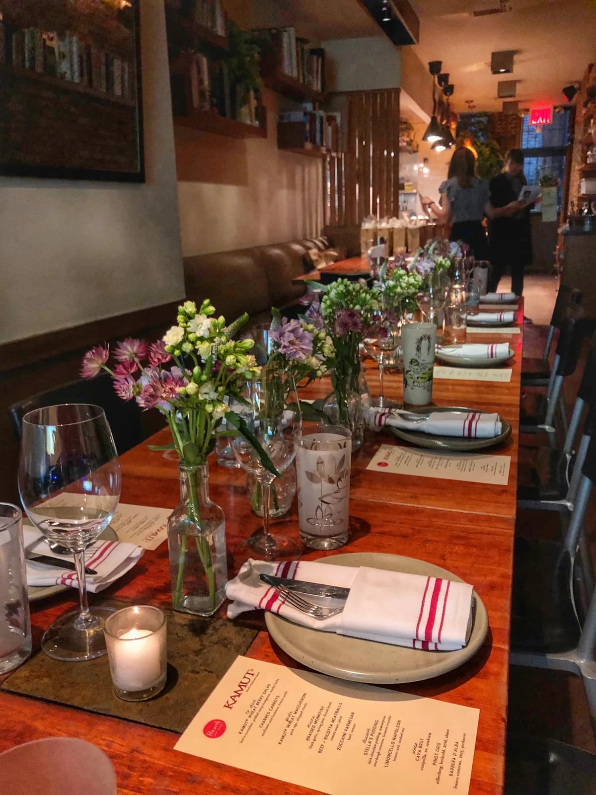 KAMUT® media dinner table setting at Hearth restaurant in New York City