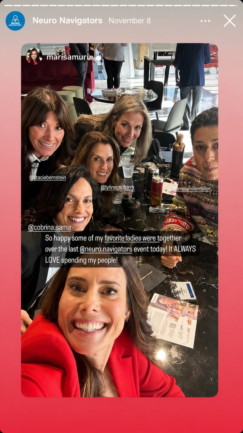 Attendee Instagram story with the women gathered at the Neuro Navigators event
