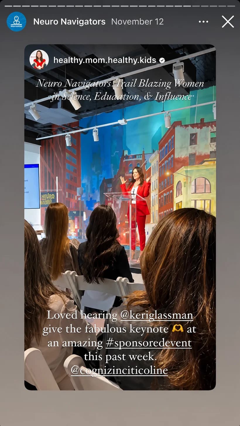 Attendee Instagram story of the Neuro Navigators keynote